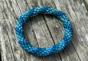 Blue teal twist crocheted bracelet
