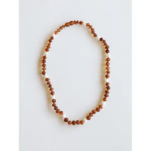 Canyonleaf Kids Raw Cognac Amber   Pearl Halo Necklace