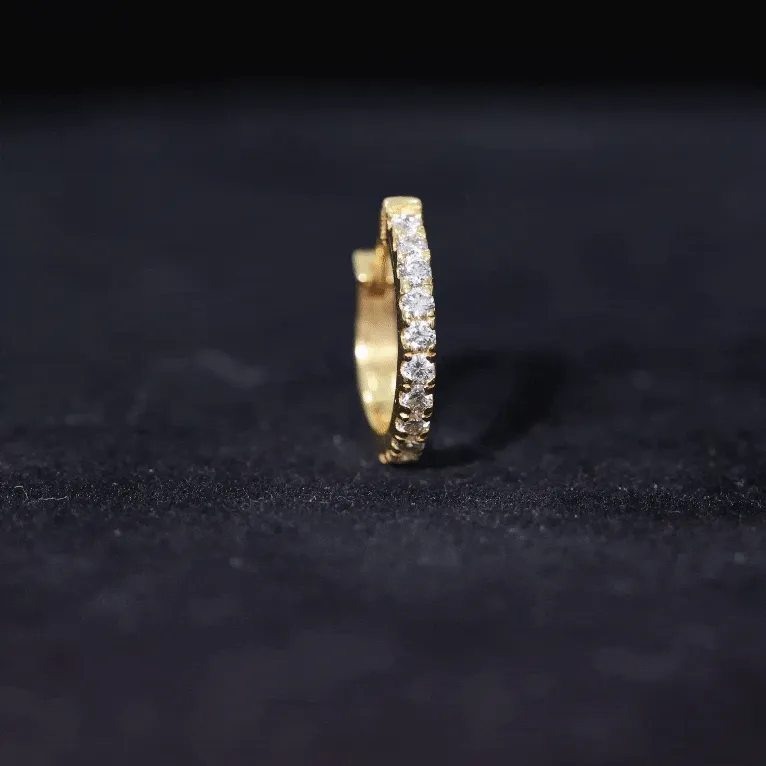 Certified Round Moissanite Cartilage Hoop Earring