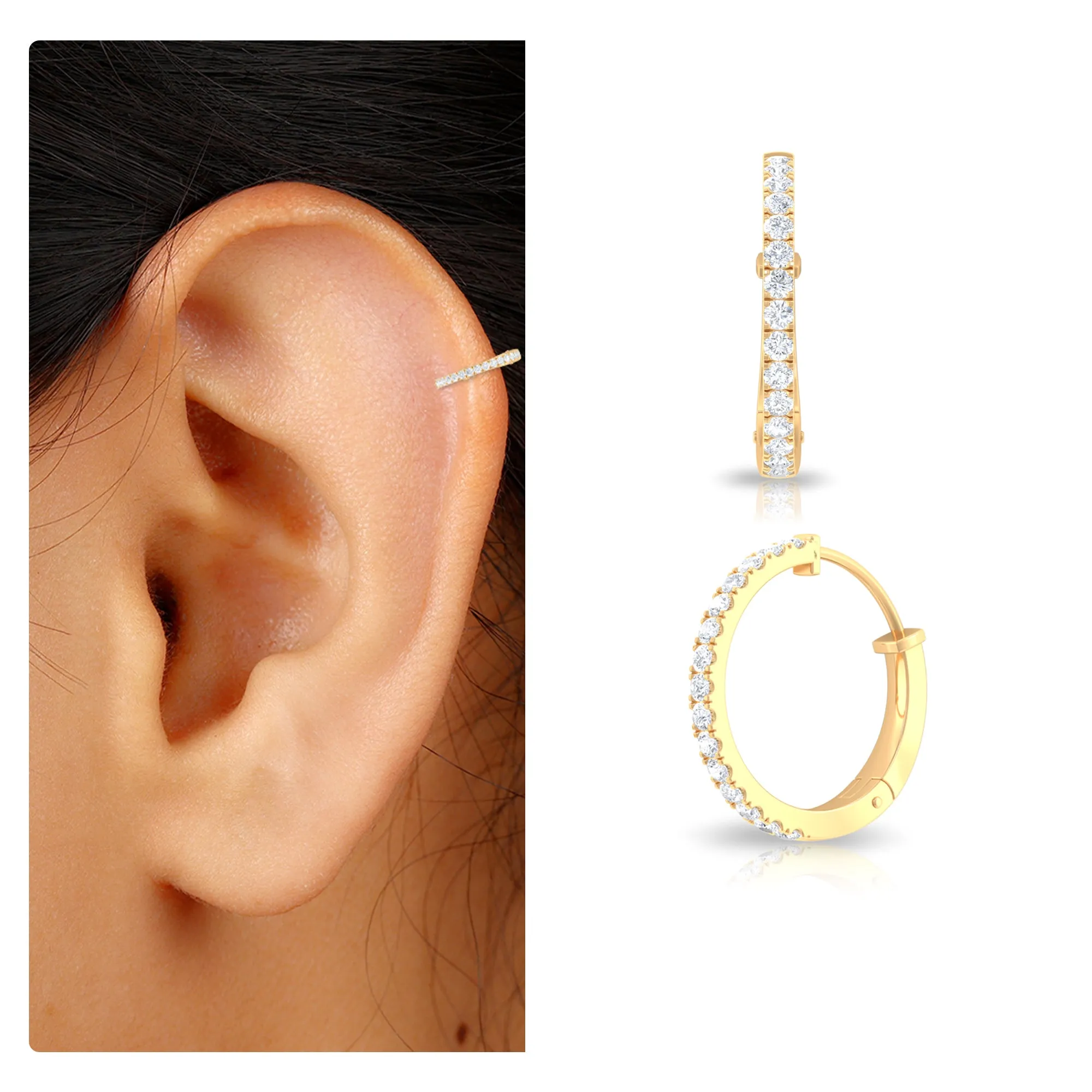 Certified Round Moissanite Cartilage Hoop Earring