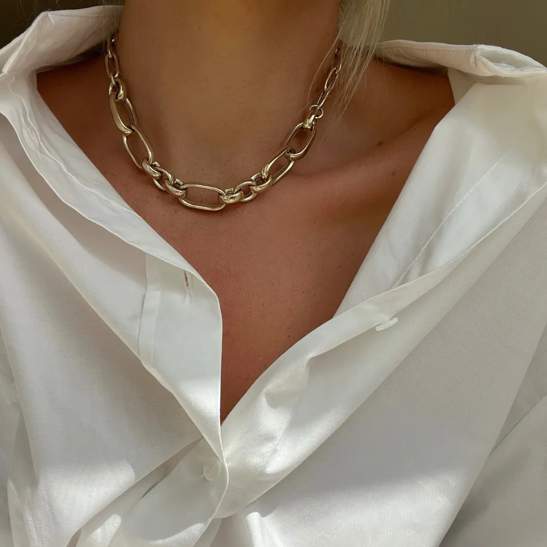 Chunky Paperclip Chain Necklace in Silver