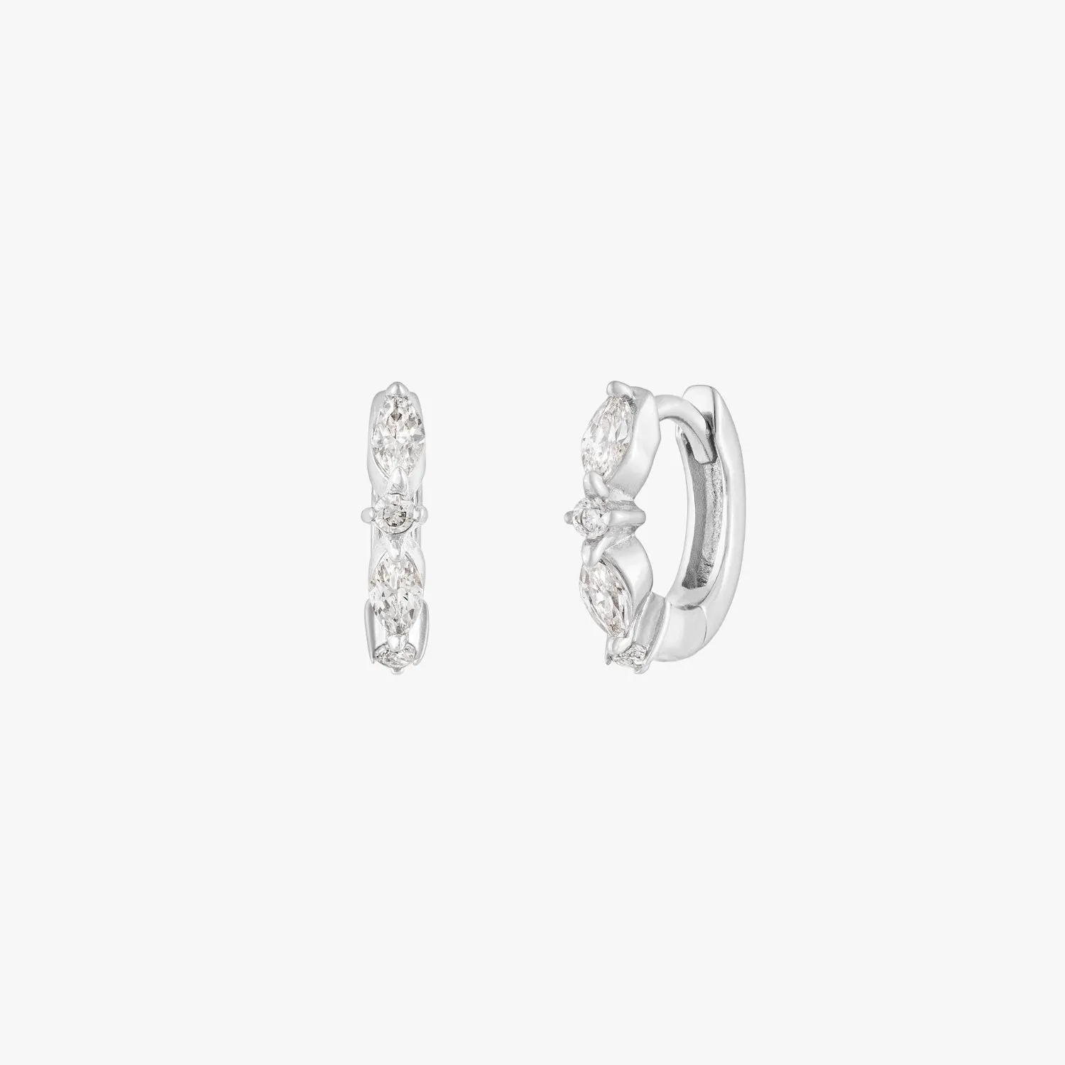 Cluster Marquise Huggie Hoop