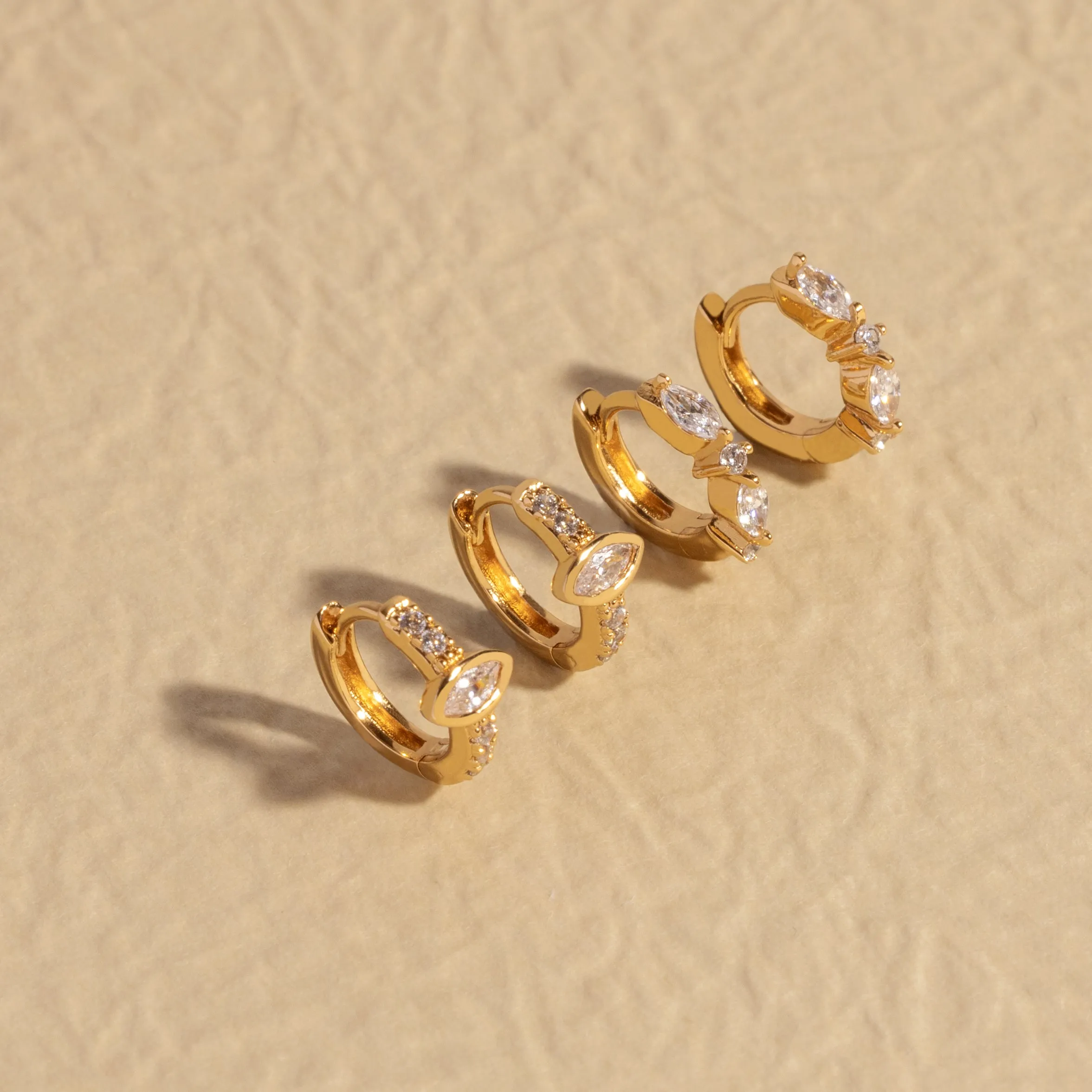 Cluster Marquise Huggie Hoop