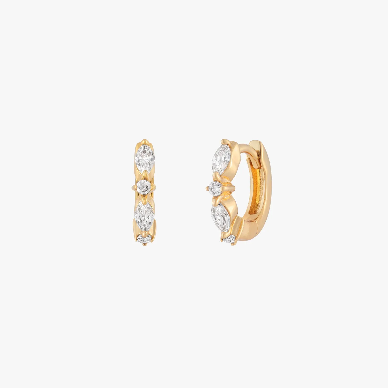 Cluster Marquise Huggie Hoop