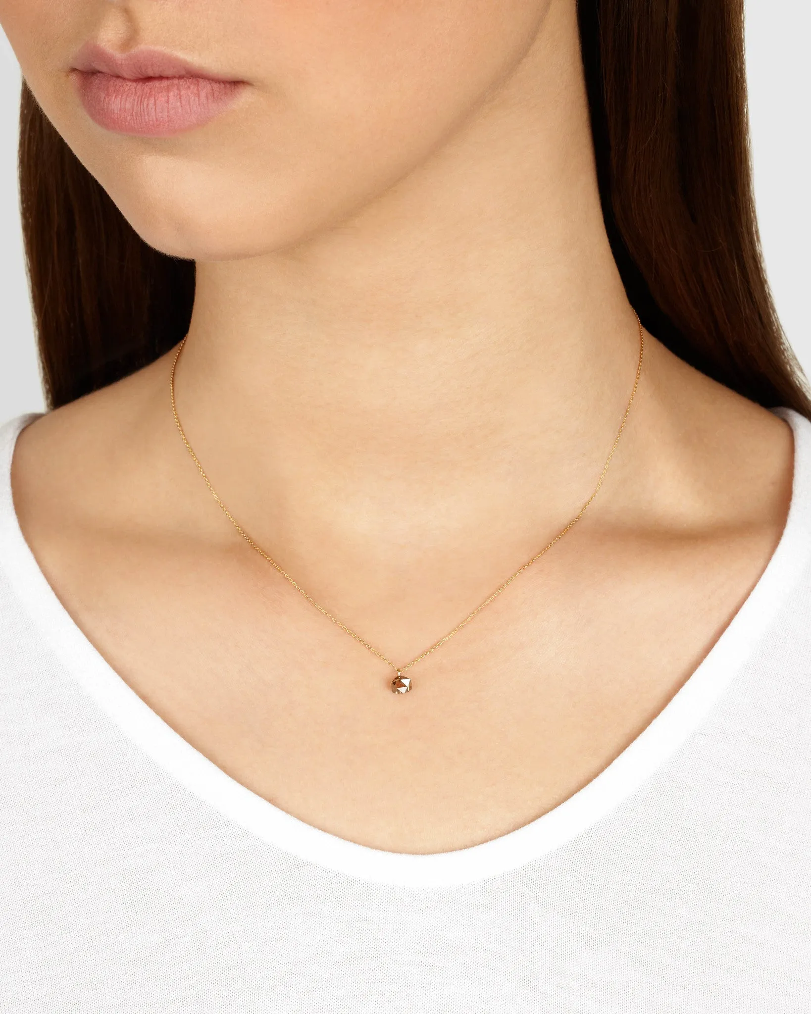 Cognac Diamond Drop Necklace in Yellow Gold