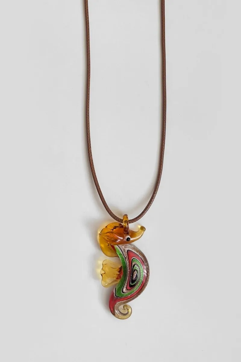 Cord Glass Necklace / Amber FINAL SALE