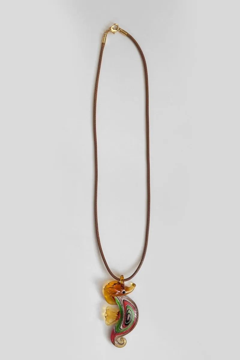 Cord Glass Necklace / Amber FINAL SALE