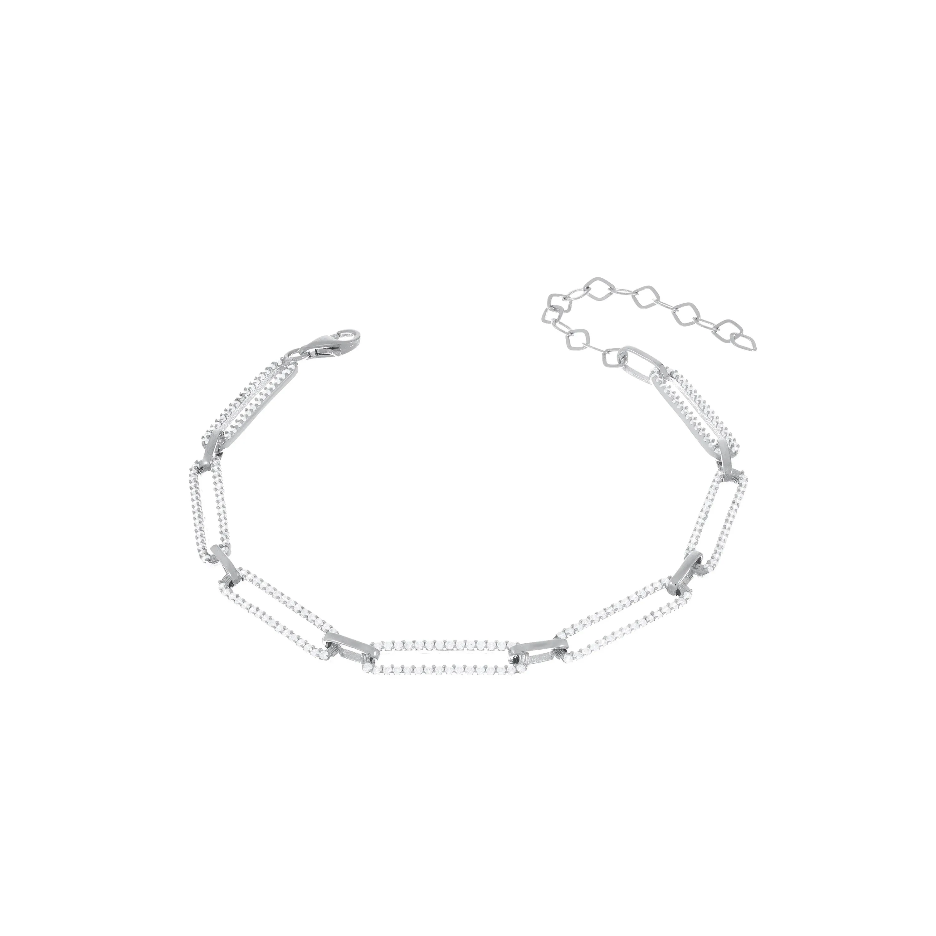 Cubic Zirconia Pave Paperclip Chain Link Bracelet