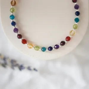 Dainty Rainbow Bracelet, gemstones with sterling silver