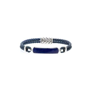 David Yurman Exotic Stone Bar Station Leather Bracelet with Lapis Lazuli