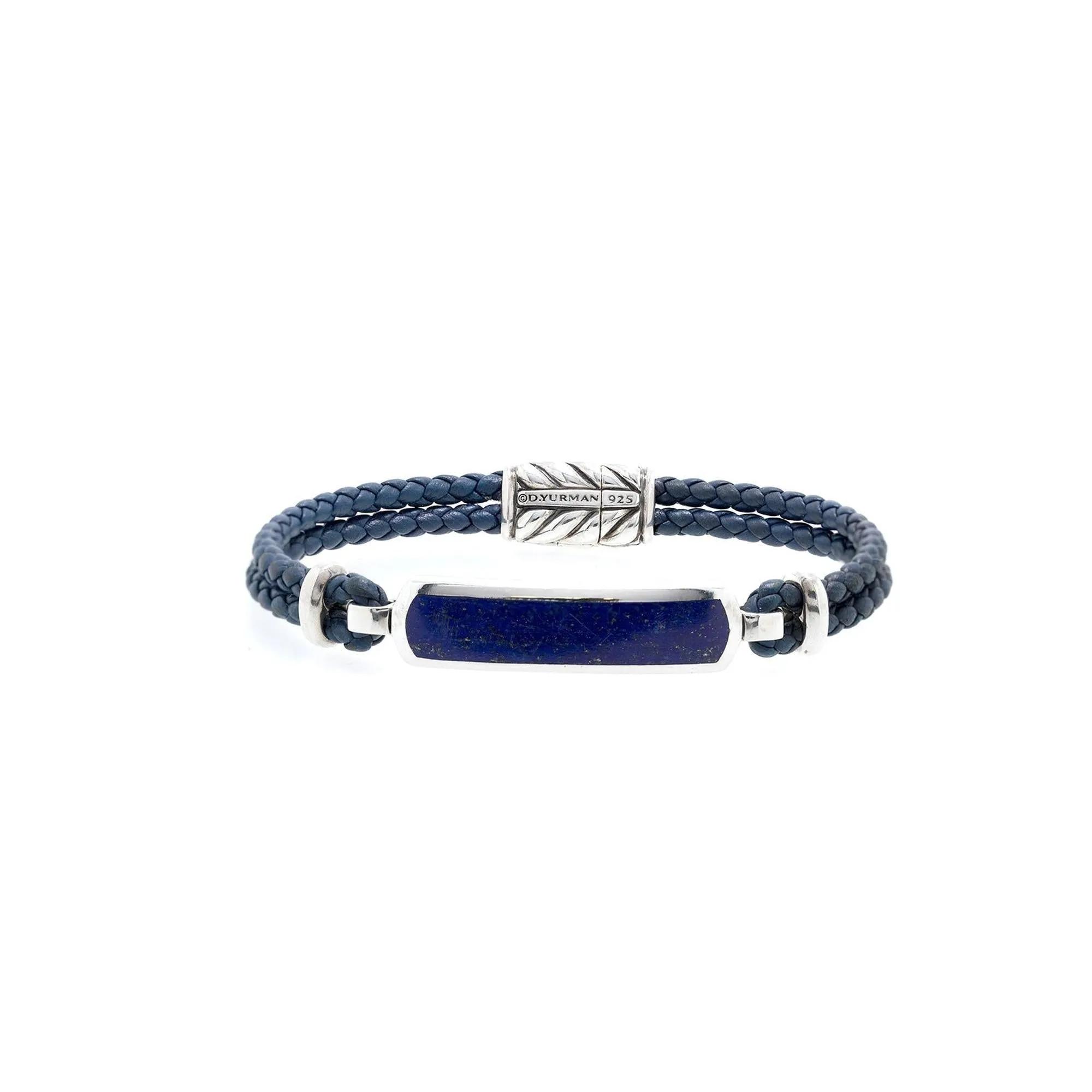 David Yurman Exotic Stone Bar Station Leather Bracelet with Lapis Lazuli