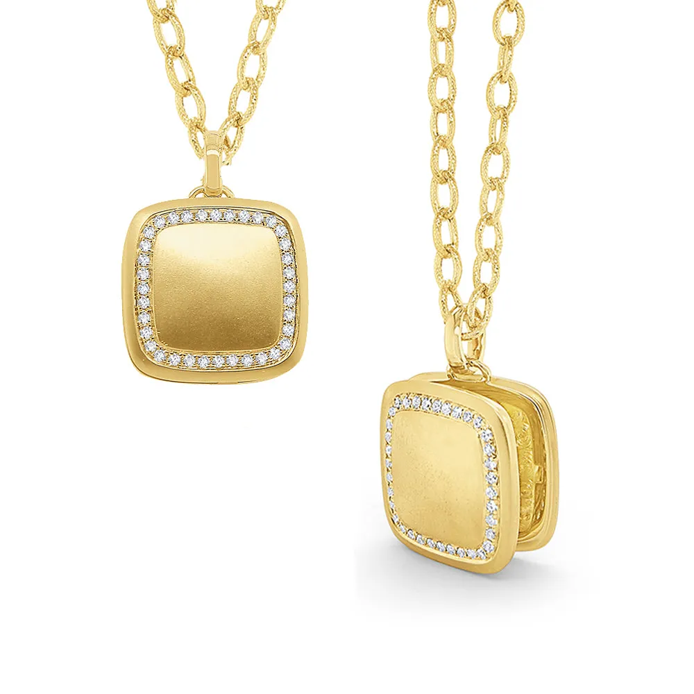 Diamond Cushion Locket Necklace