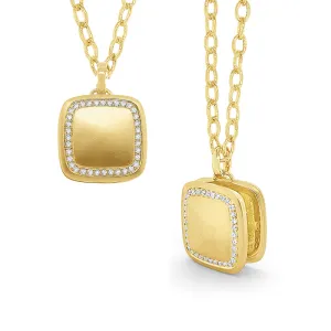 Diamond Cushion Locket Necklace