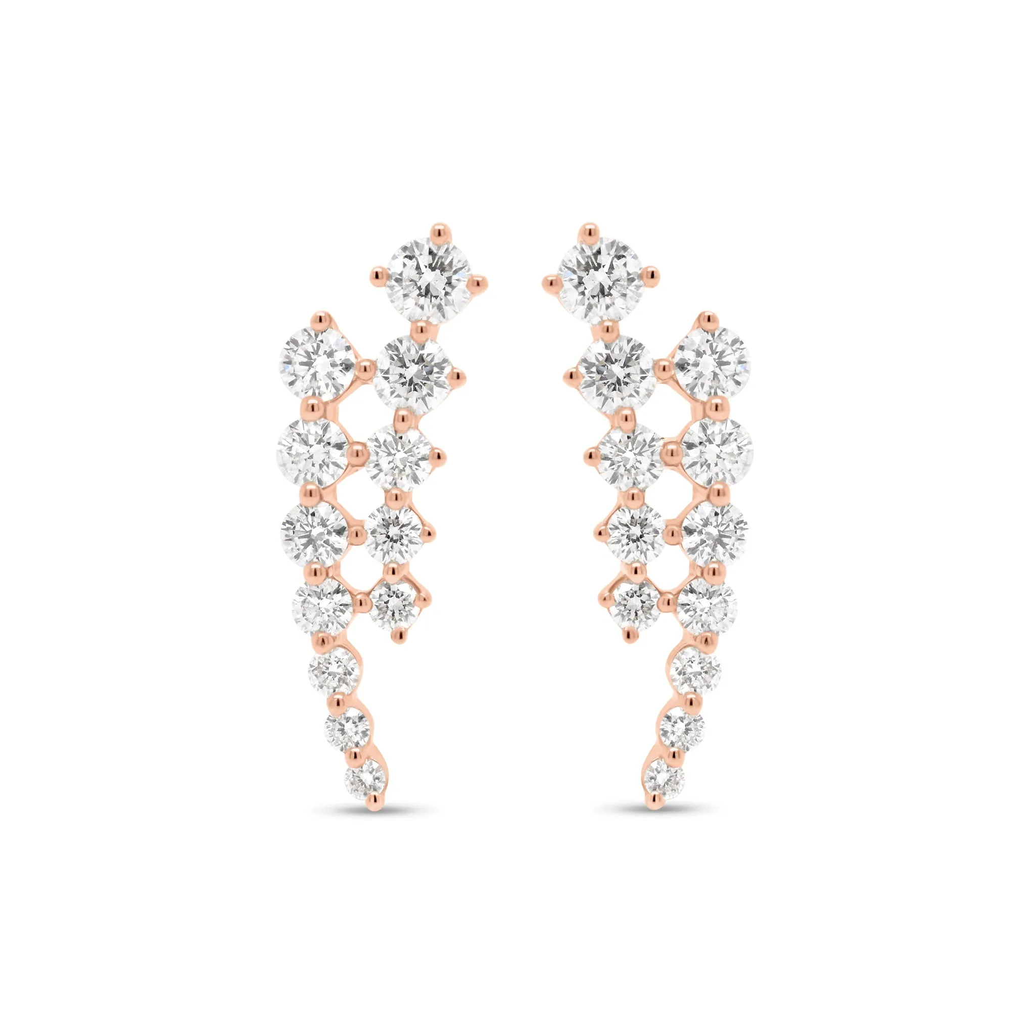 Diamond Double Row Crawler Earrings