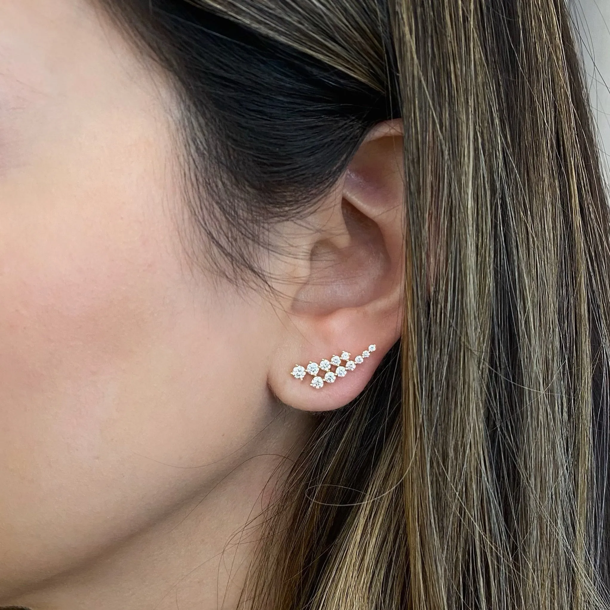 Diamond Double Row Crawler Earrings