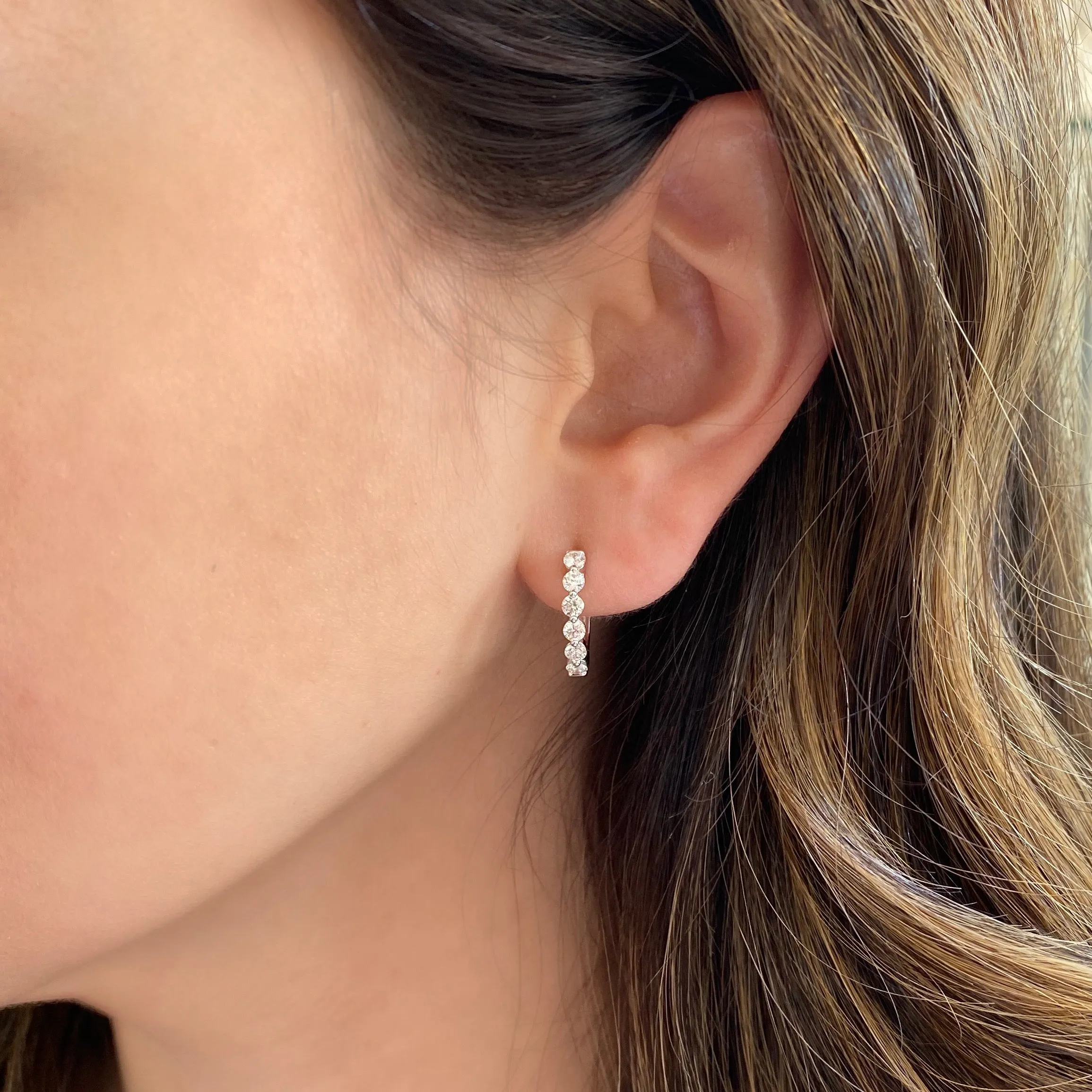 Diamond Single-Prong Set Huggie Earrings