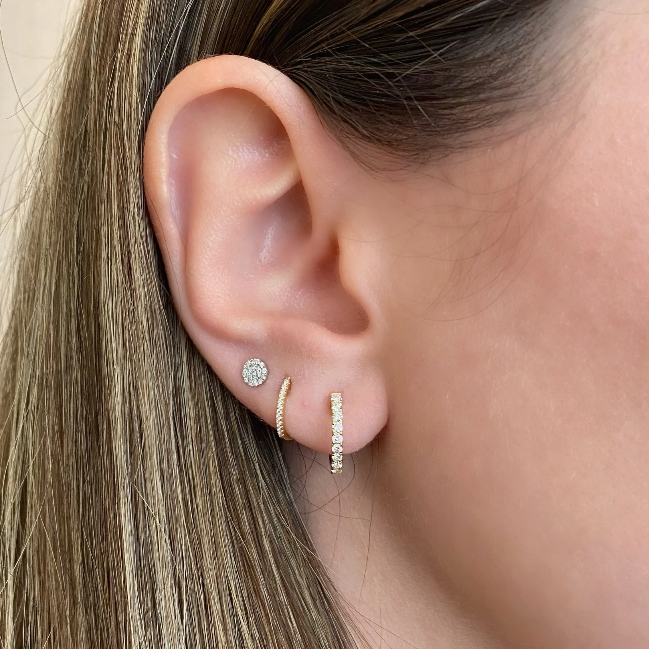 Diamond Slim Huggie Earrings