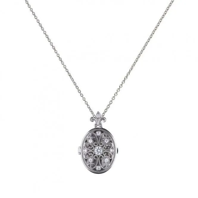 Diamonfire Silver White Zirconia Oval Pendant P4622
