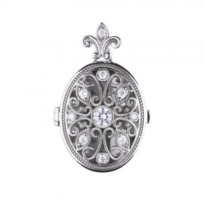 Diamonfire Silver White Zirconia Oval Pendant P4622