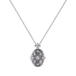 Diamonfire Silver White Zirconia Oval Pendant P4622