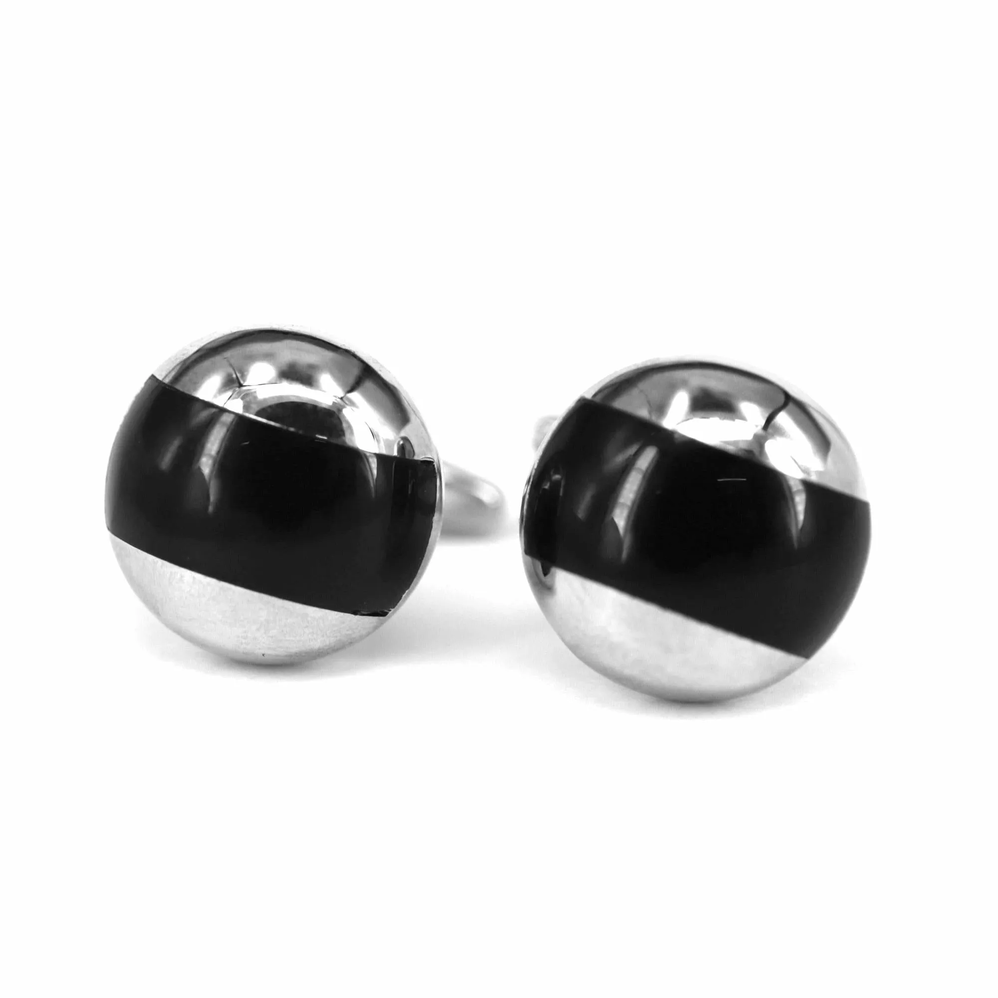 Dome Silver Black Onyx Cufflinks  (Online Exclusive)