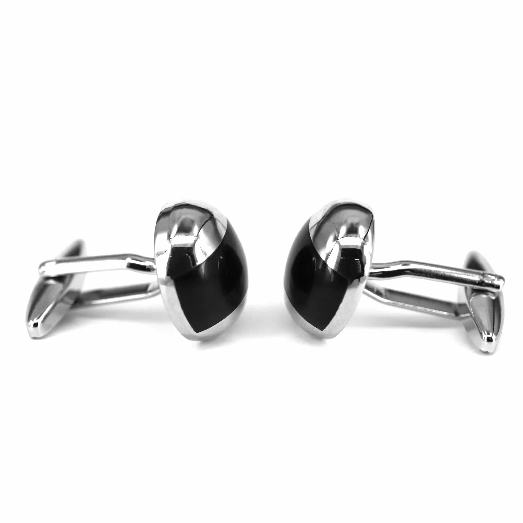 Dome Silver Black Onyx Cufflinks  (Online Exclusive)