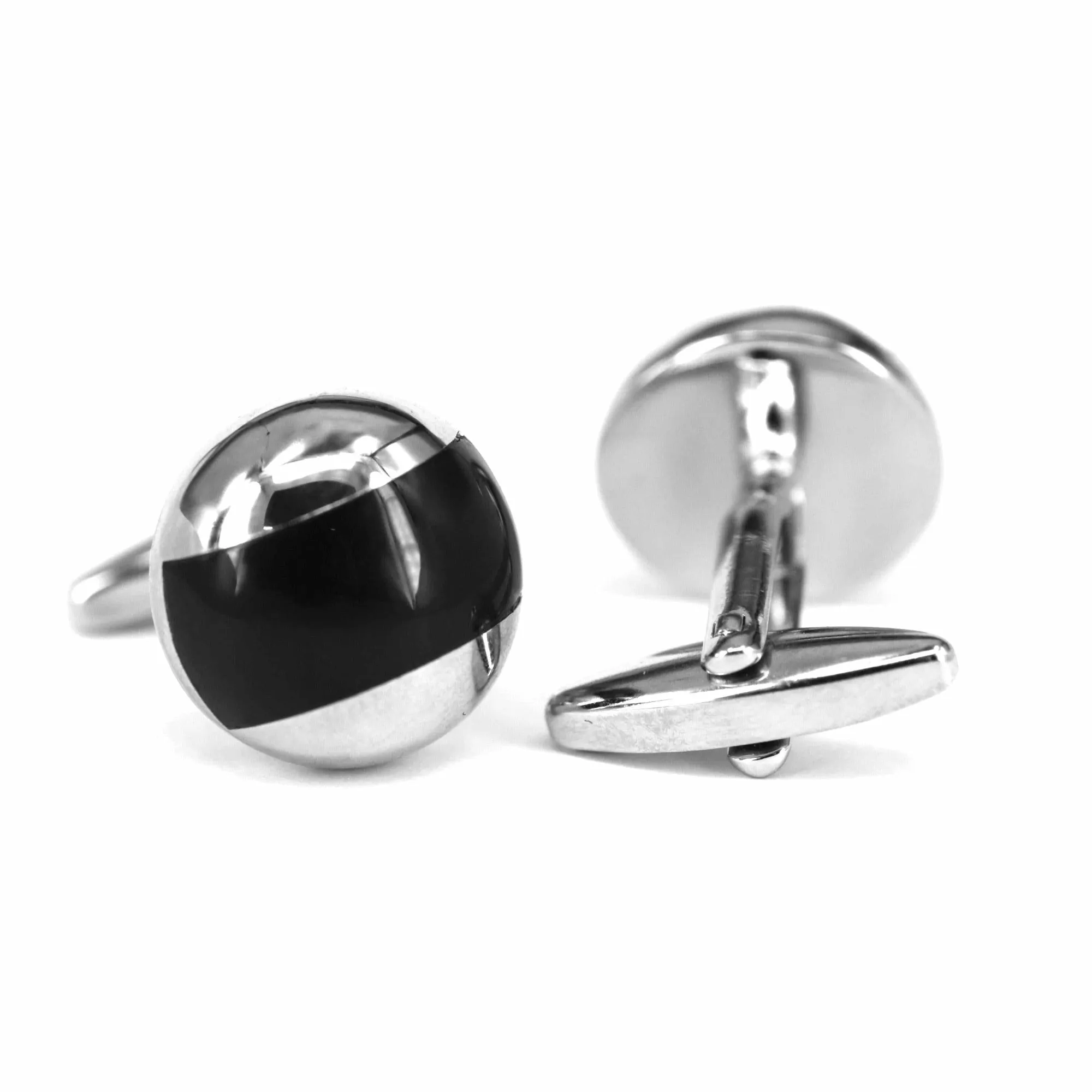 Dome Silver Black Onyx Cufflinks  (Online Exclusive)