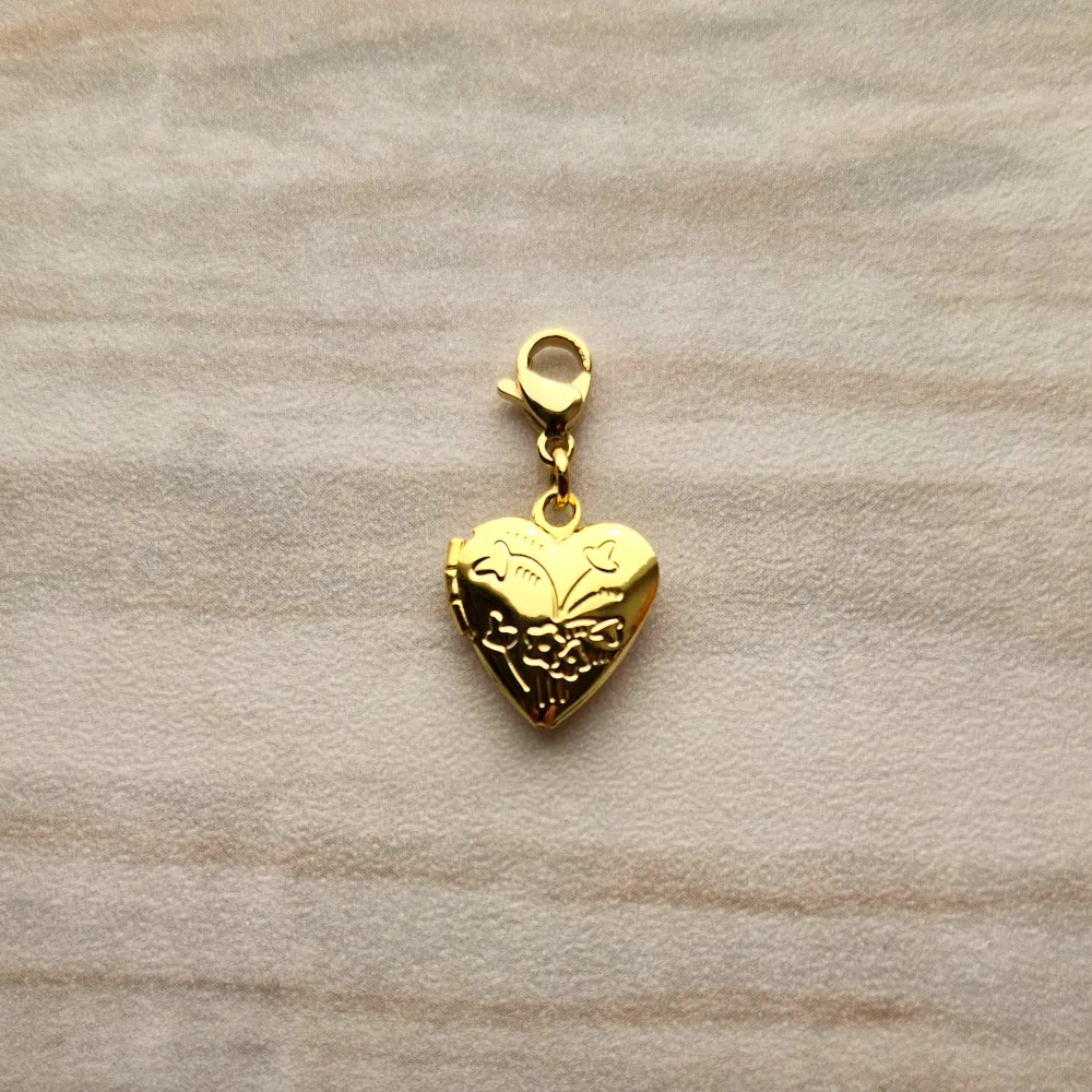 Engraved Heart Locket Simple Charm