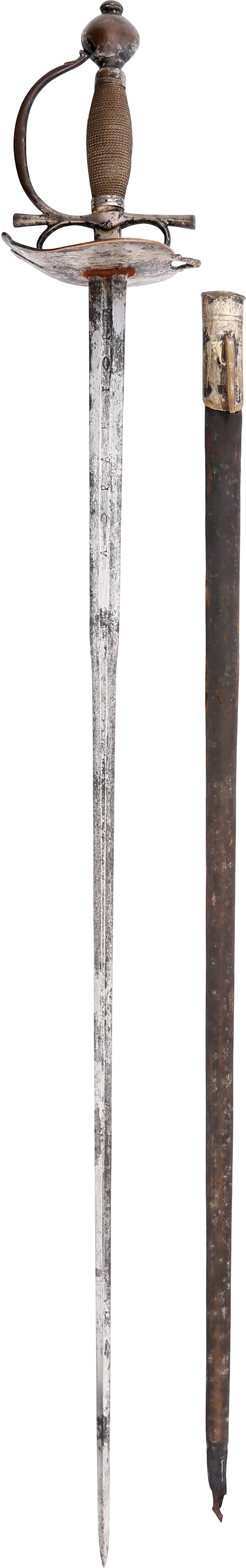 EUROPEAN SILVERED HILT OFFICER’S RAPIER, MID 18TH CENTURY