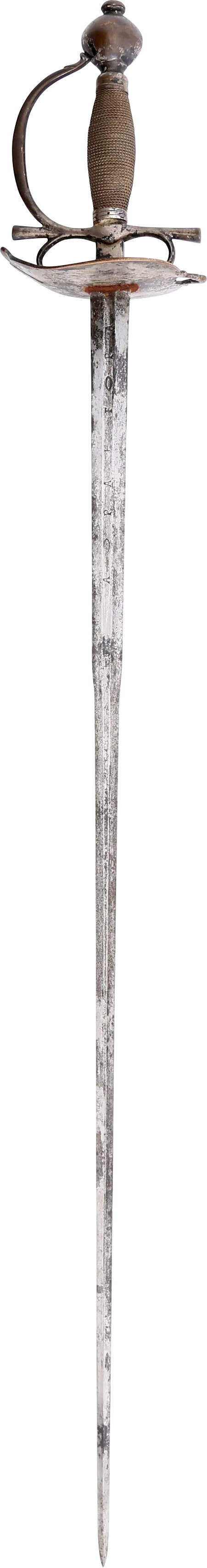 EUROPEAN SILVERED HILT OFFICER’S RAPIER, MID 18TH CENTURY