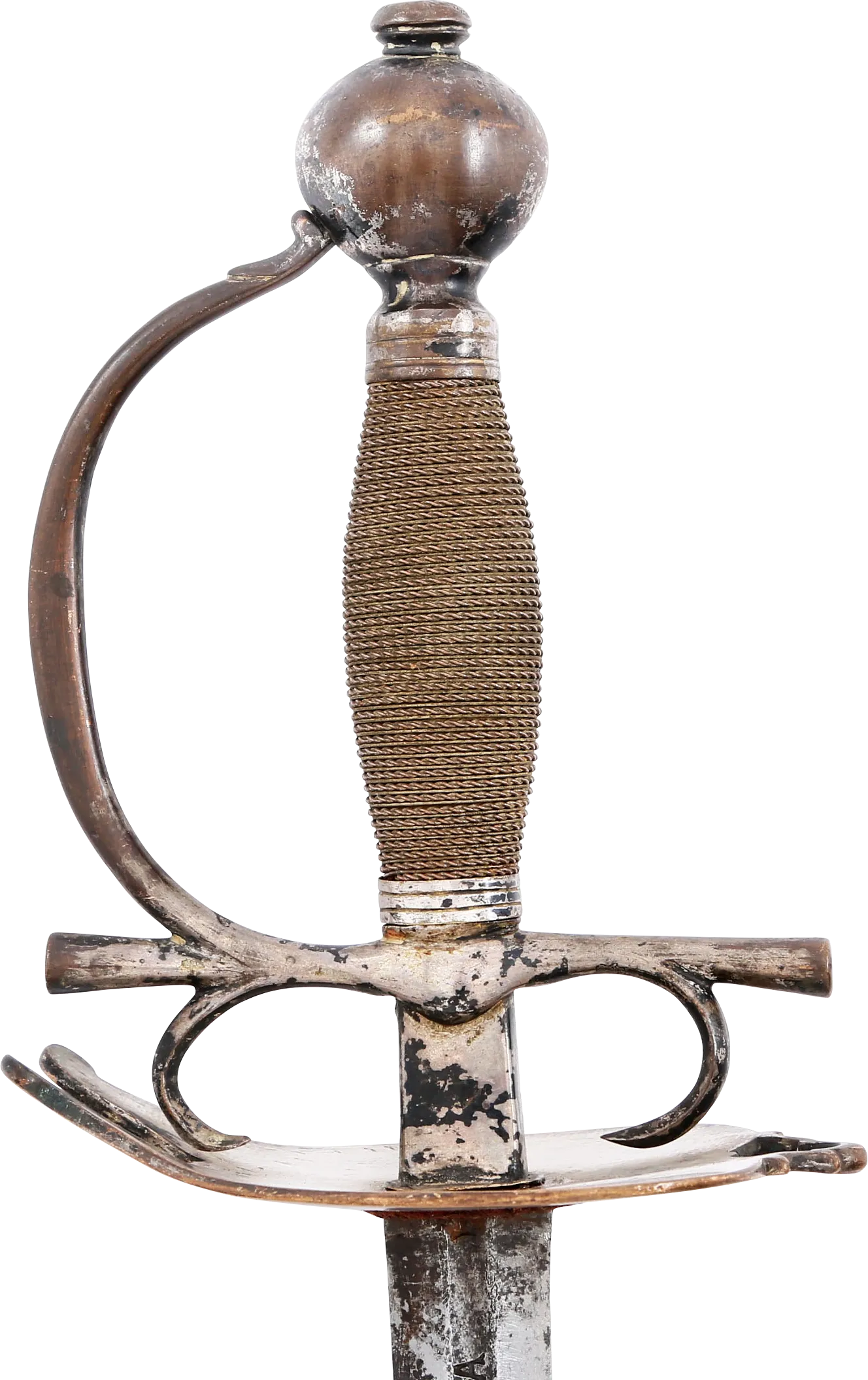 EUROPEAN SILVERED HILT OFFICER’S RAPIER, MID 18TH CENTURY