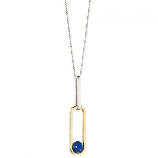 Fiorelli Morden Silver Hoop Pendant with Blue Lapis Agate