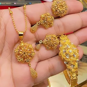 Gold Dipped Locket Set with Ring and Bracelet