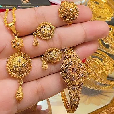 Gold Dipped Locket Set with Ring and Bracelet