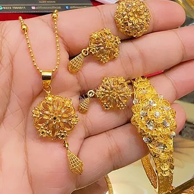 Gold Dipped Locket Set with Ring and Bracelet