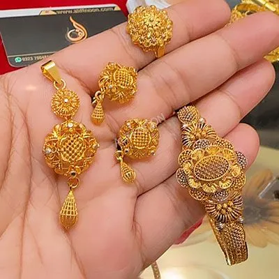 Gold Dipped Locket Set with Ring and Bracelet