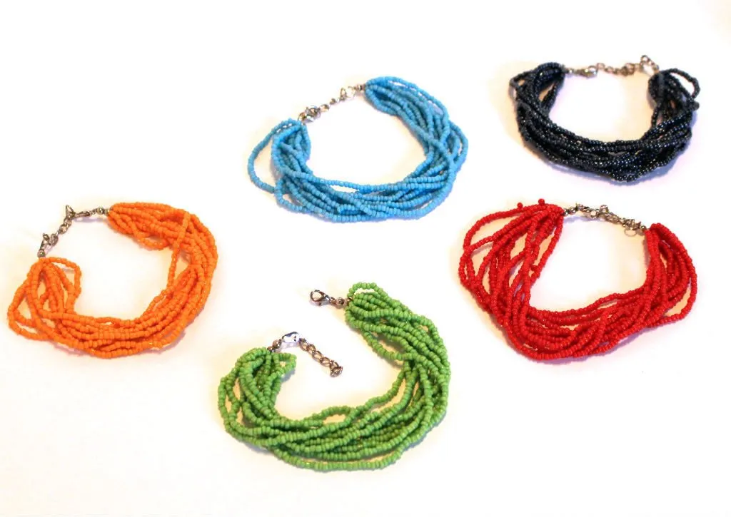 Green Beaded Multi Strand Mayan Bracelet - Natural Artist