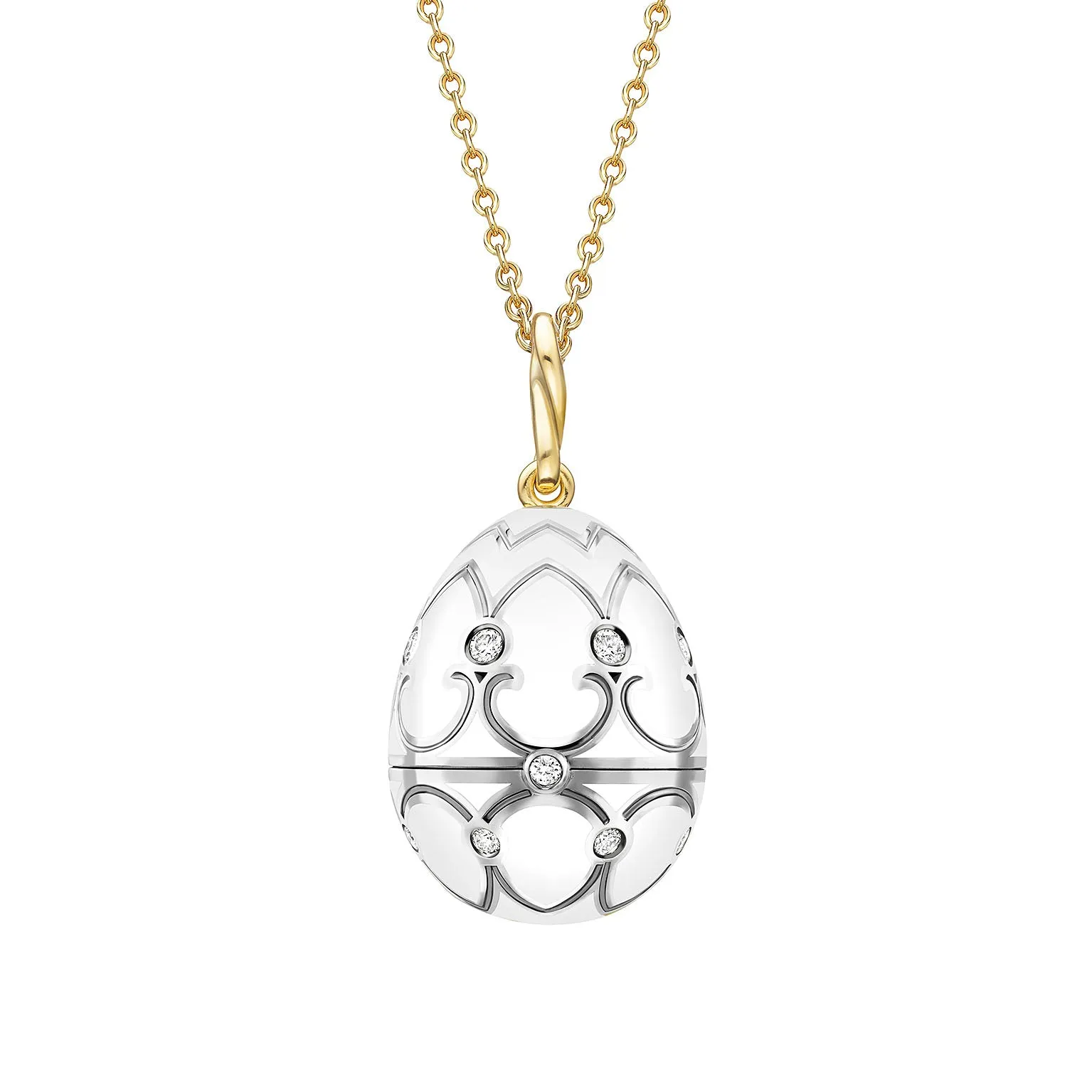 Guilloché Enamel Black Swan Surprise Locket