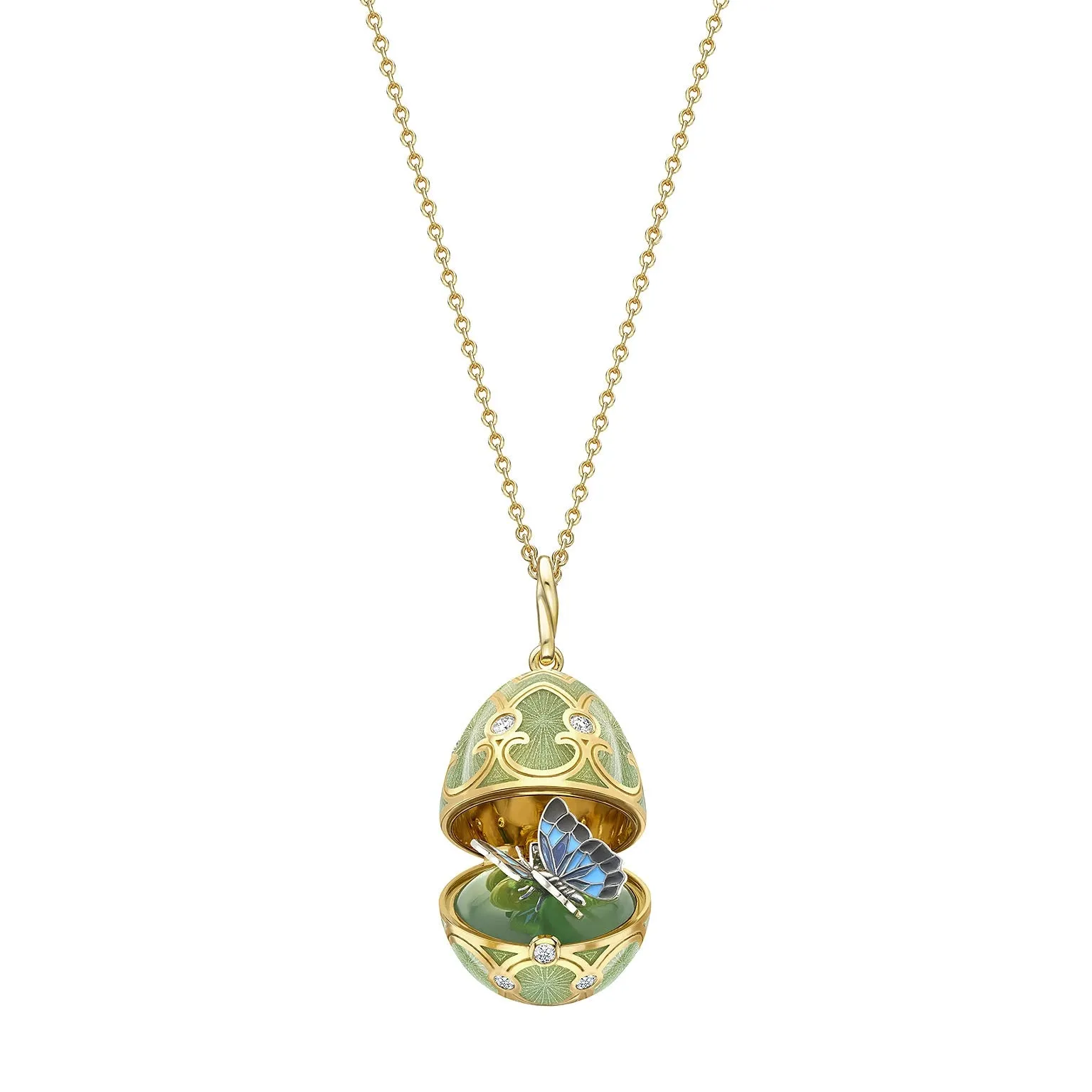Guilloché Enamel Butterfly Surprise Locket