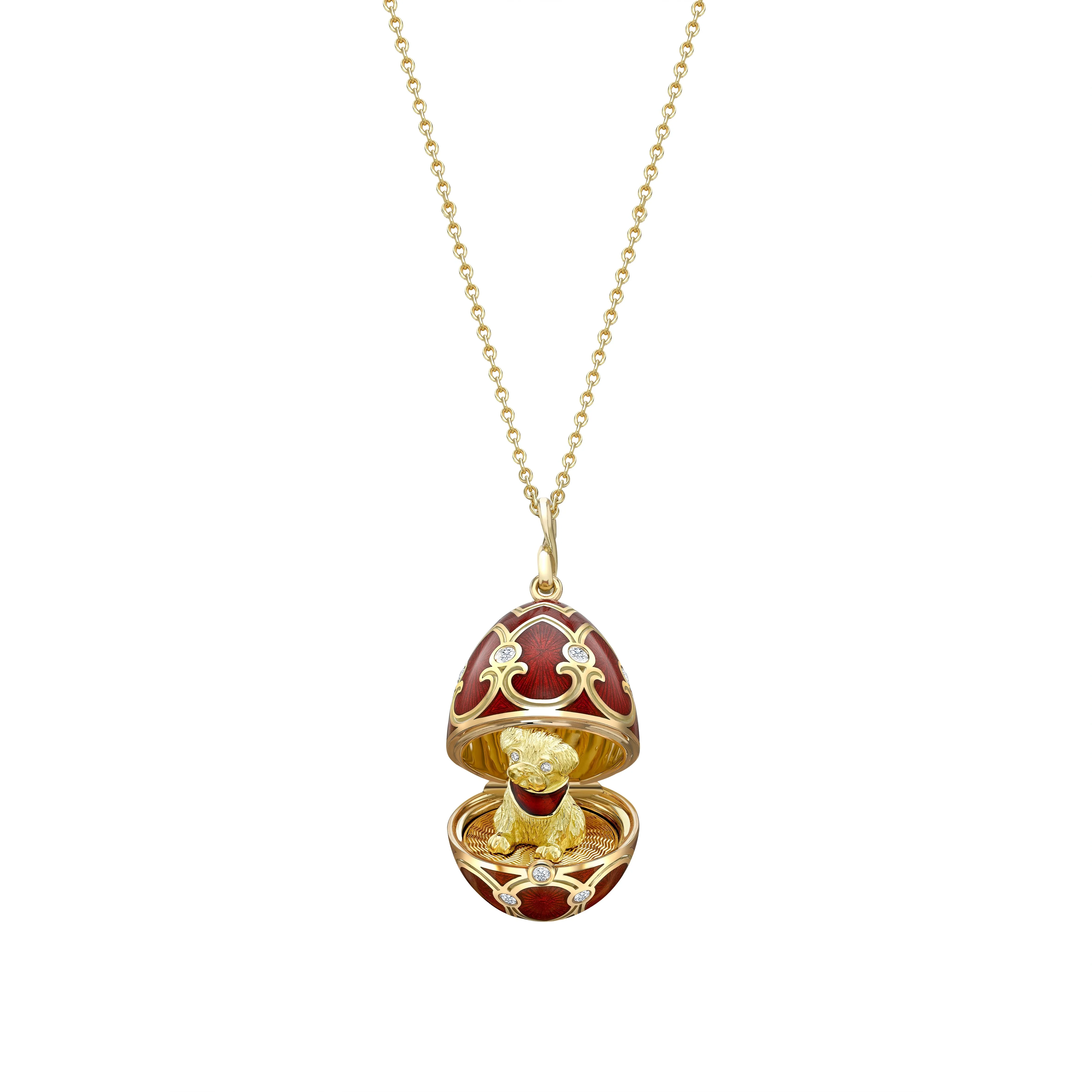 Guilloché Enamel Year of the Dog Surprise Locket