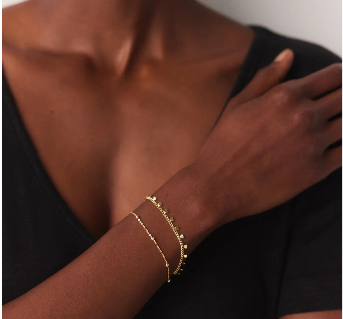 Heart And Ball Chain Double Bracelet