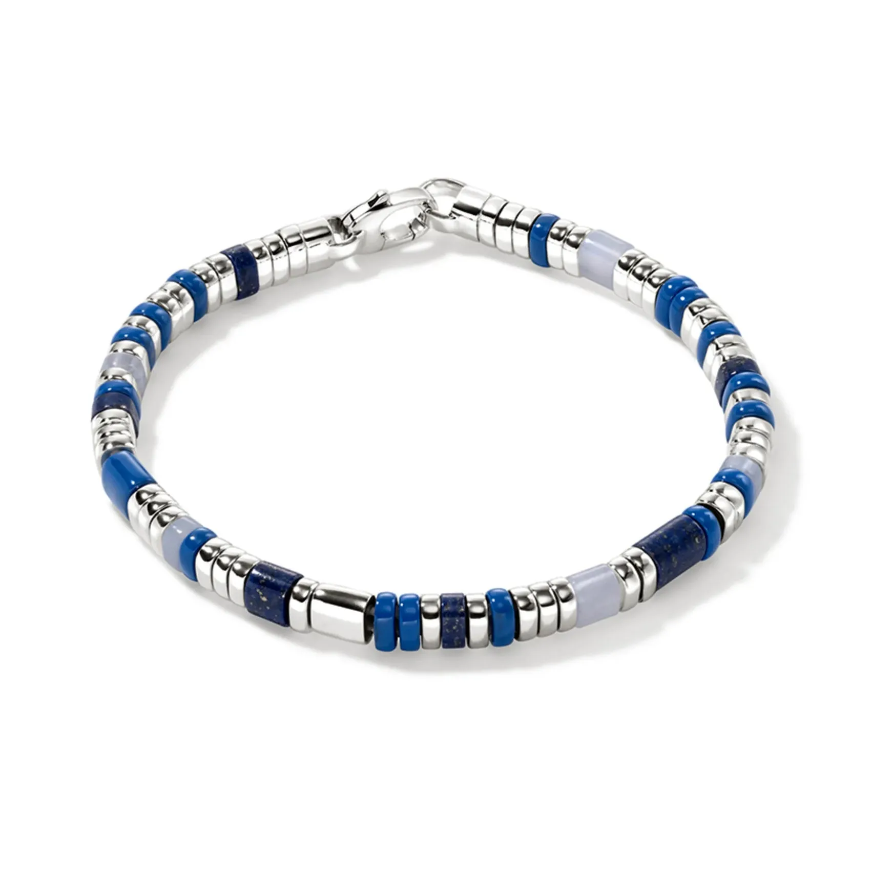John Hardy Colorblock 5mm Lapis Lazuli and Blue Agate Sterling Silver Bracelet