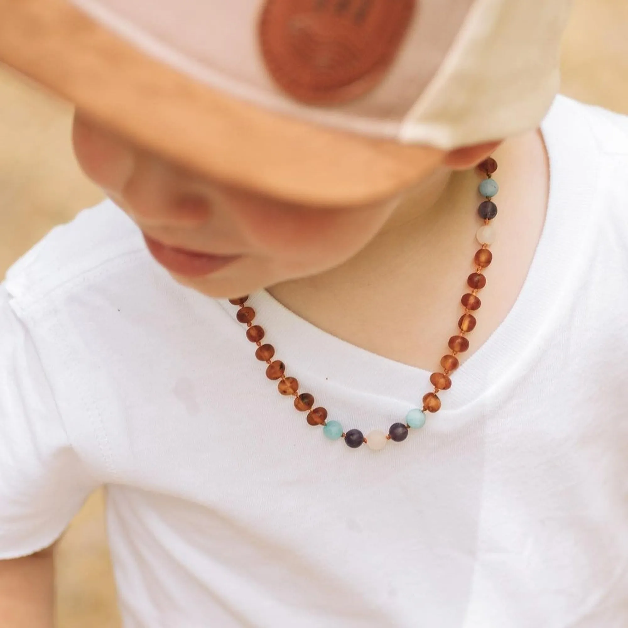 Kids | Mermaid Mix   Raw Cognac Amber Necklace