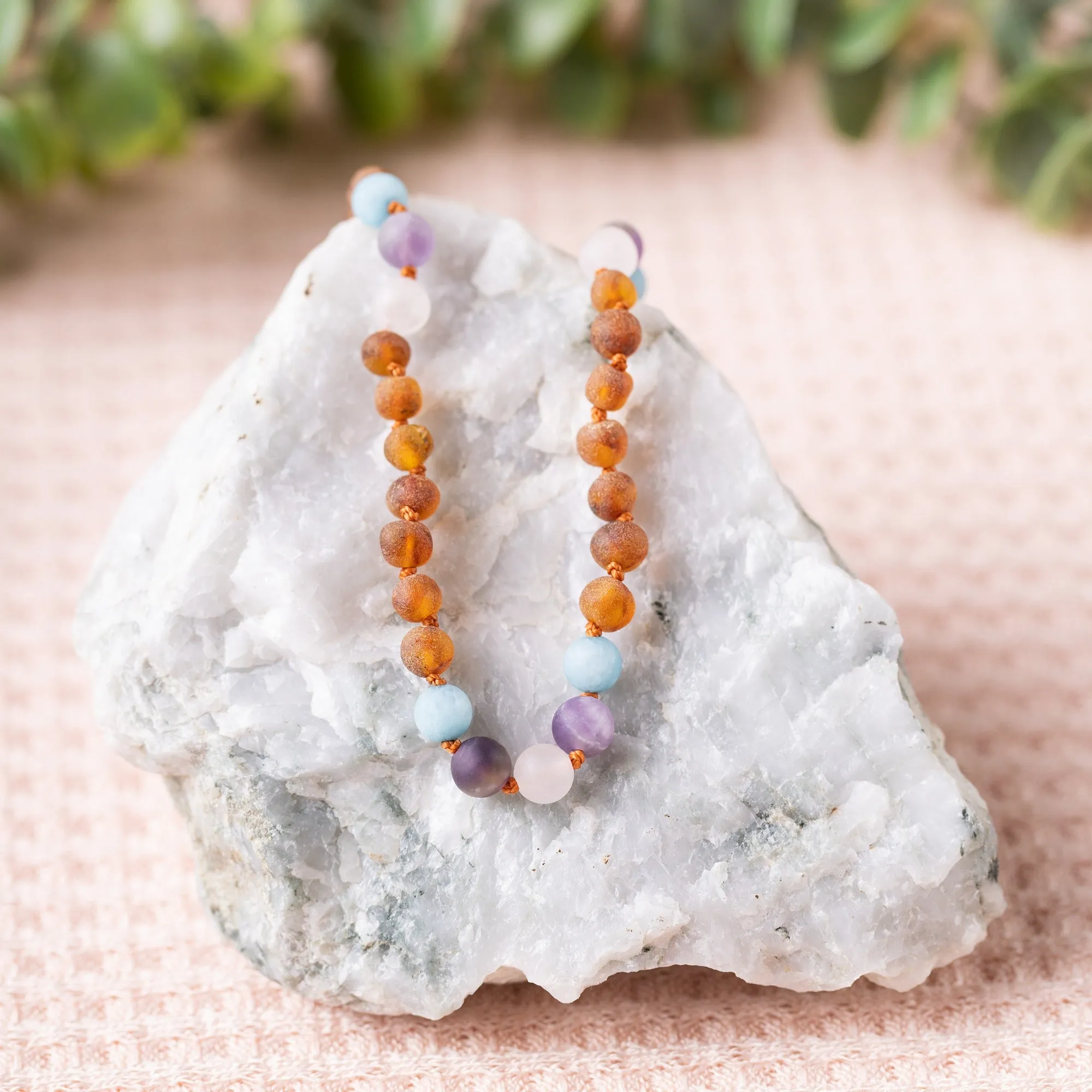 Kids | Mermaid Mix   Raw Cognac Amber Necklace