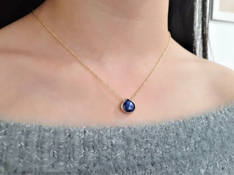 Lapis Lazuli Heart Shaped Briolette Pendant Necklace