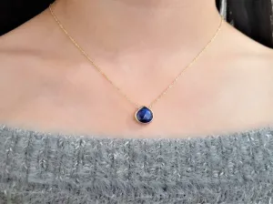 Lapis Lazuli Heart Shaped Briolette Pendant Necklace