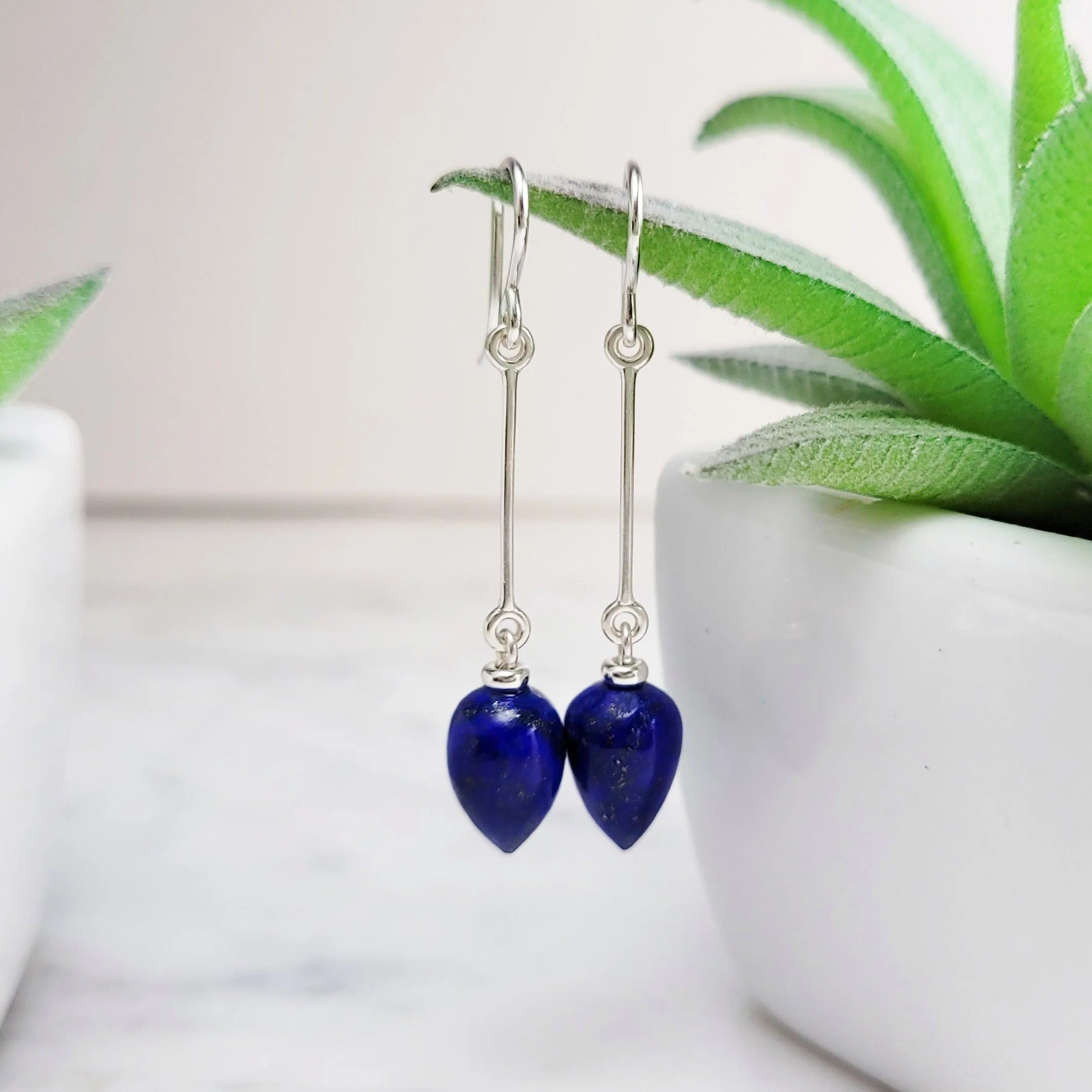 Lapis Lazuli Long Dangle Earrings