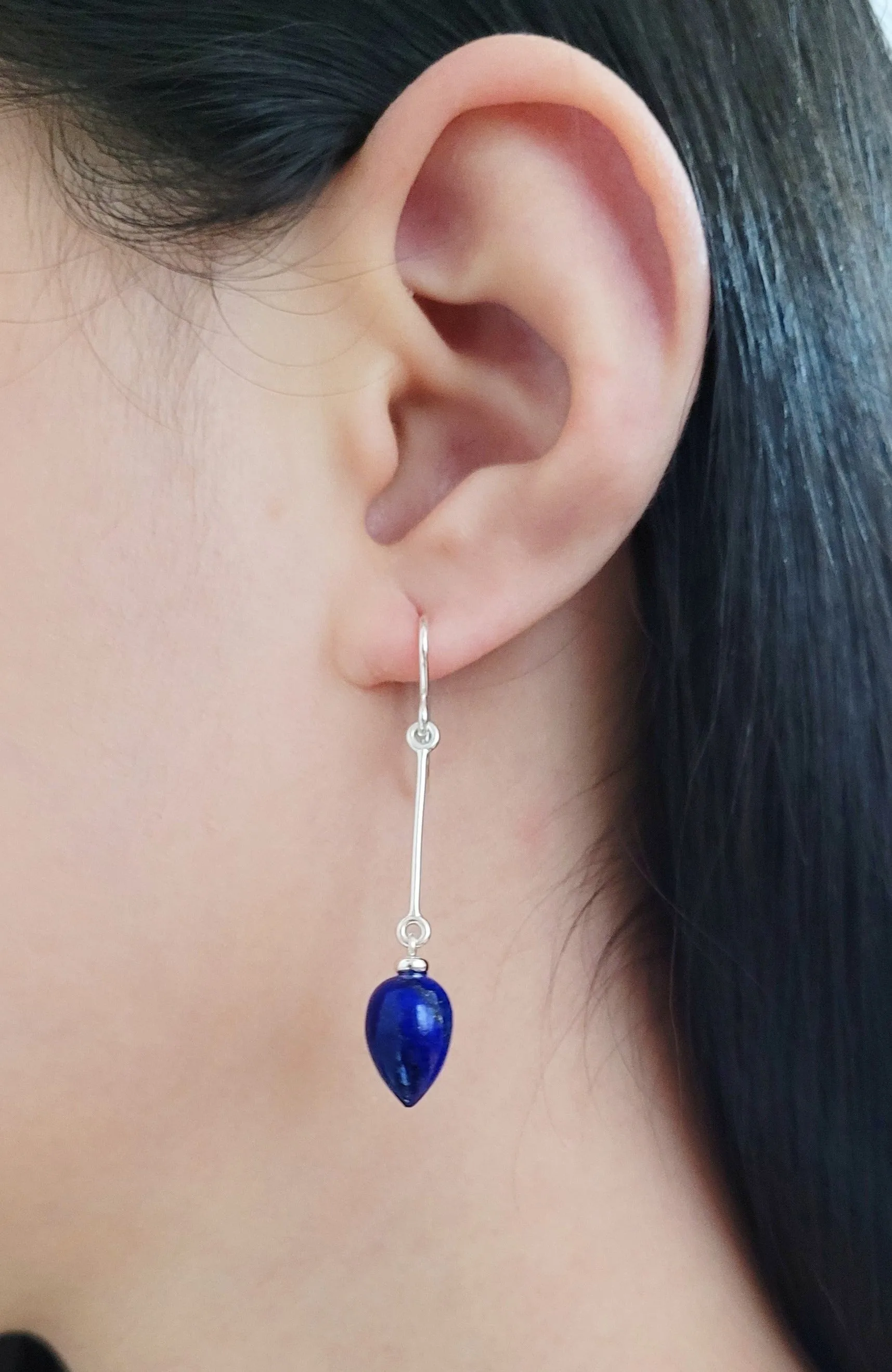Lapis Lazuli Long Dangle Earrings