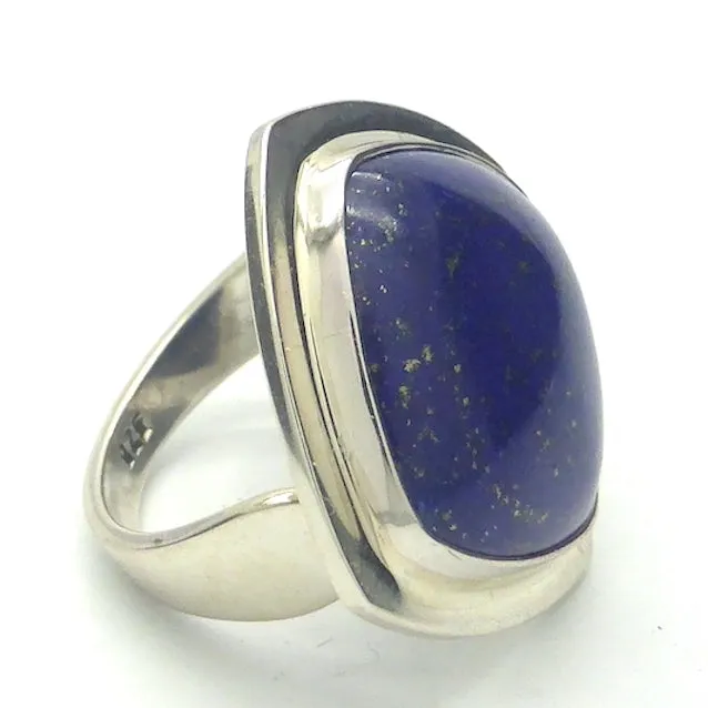 Lapis Lazuli Ring, Square Cabochon, 925 Silver kt1