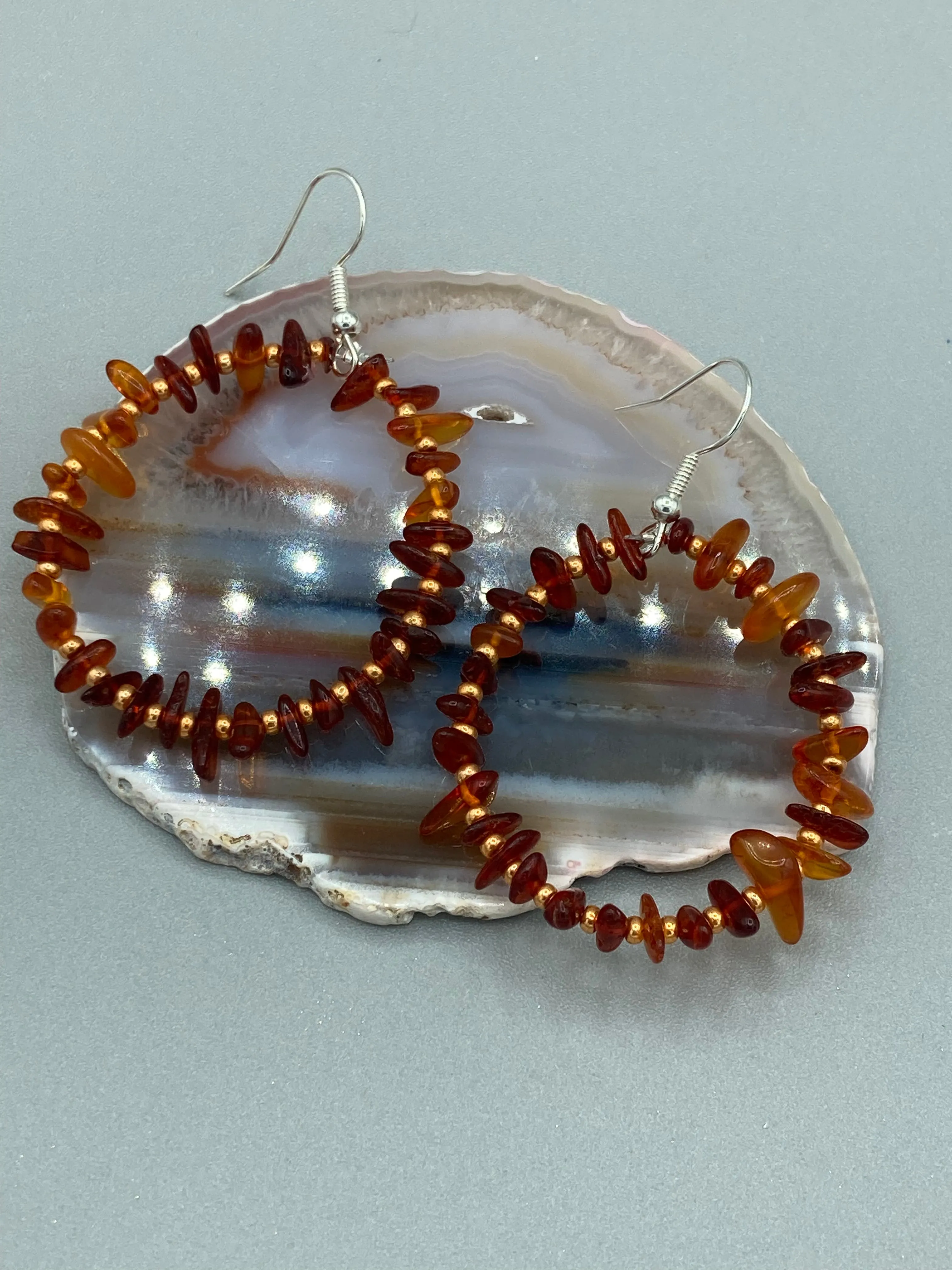 Large And Chunky Hand Beaded Necklace, Shabby Chic, Hippie, Bohemian, Fall Harvest Jewelry, Glow In The Dark Glass Beads
